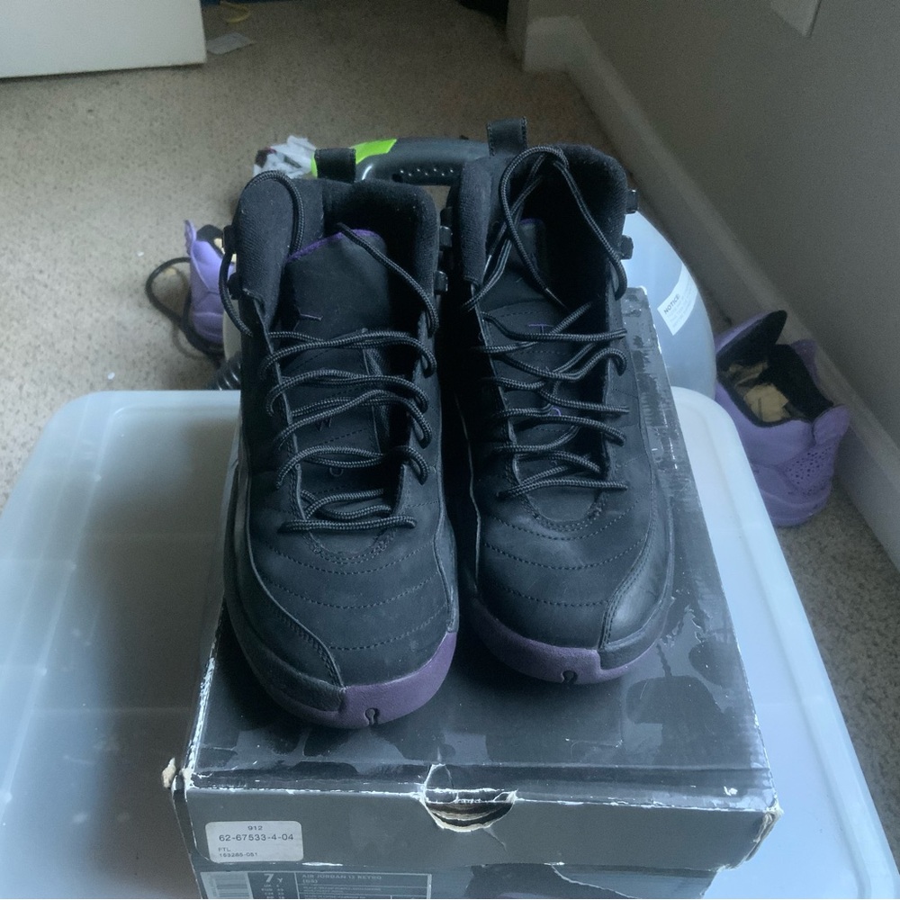 Girls Air Jordan Retro 12  Purple and Black